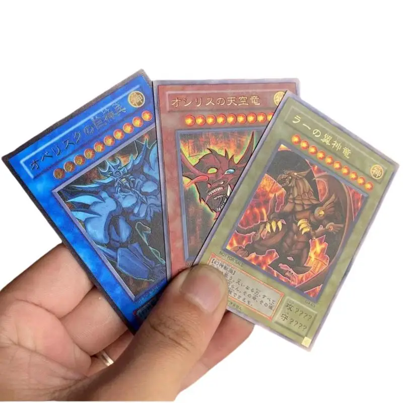 Yu-Gi-Oh Steel plate card 25th Egyptian God Comic version DIY Metal Flash Series Anime Game Collection Action Toy Figures Gifts