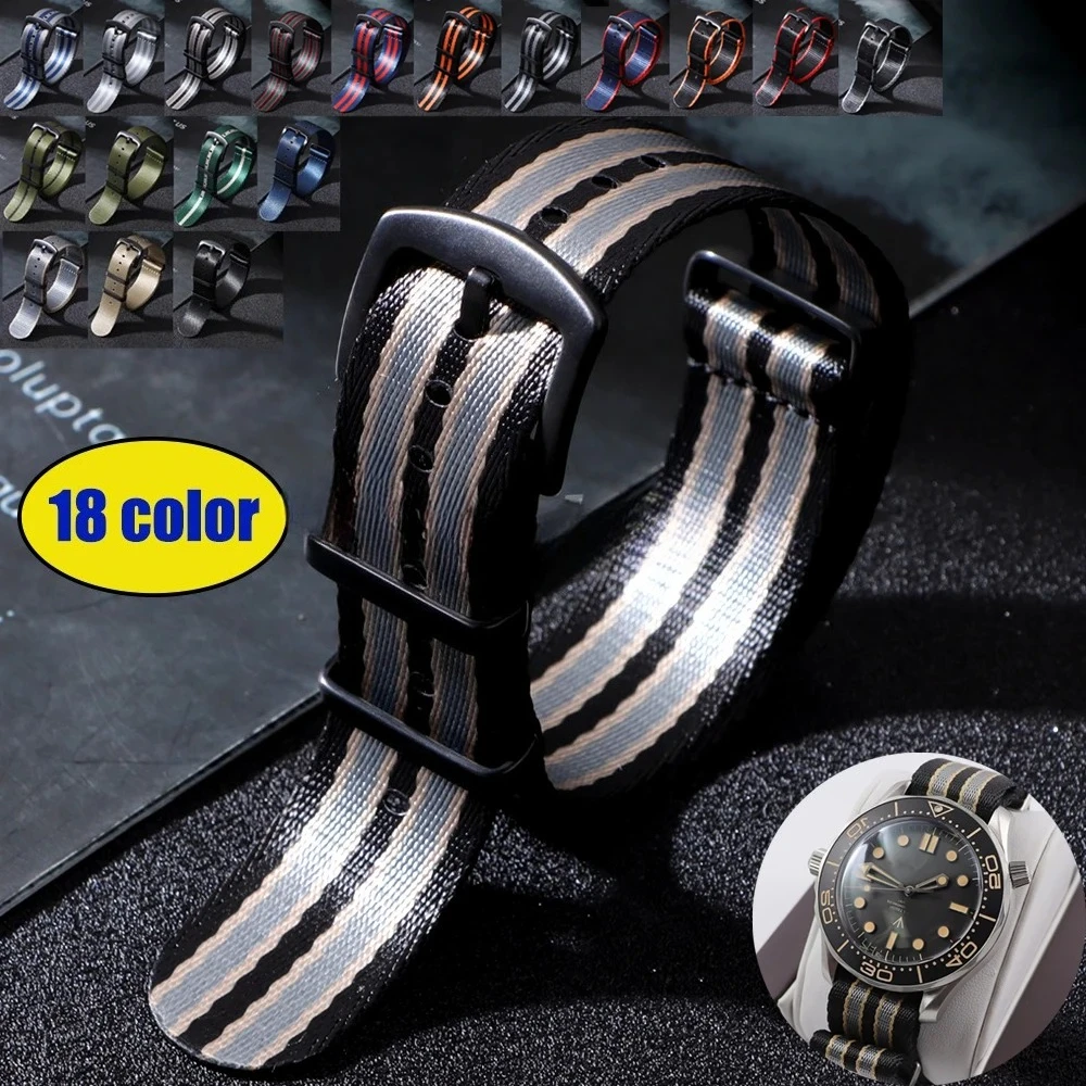 عالية الكثافة حزام ساعة نيلون 20 مللي متر 22 مللي متر أشرطة ساعة نيلون جديلة السلس النسيج حزام الساعات اكسسوارات ل حزام (استيك) ساعة عسكرية