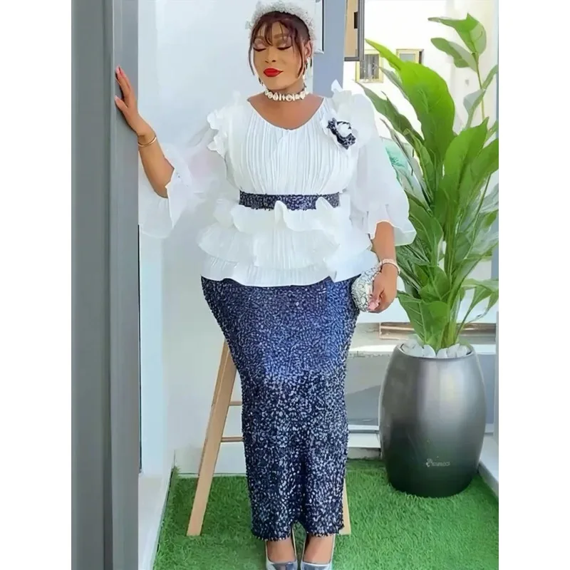 

Plus Size Evening Dresses for Women African Luxury Sequin Gown Elegant Christmas Wedding Party Long Dress Ankara Ladies Clothing