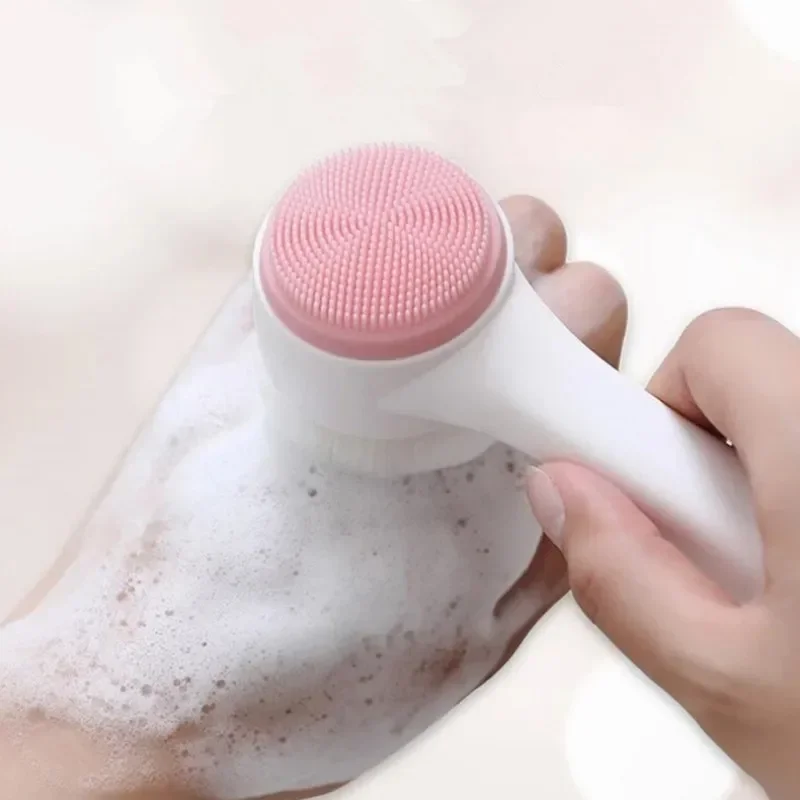 3D Bilateral Silicone Facial Cleanser Manual Massage Facial Brush Soft Bristles Silicone Double-Sided Face Brush Cleaning Tools