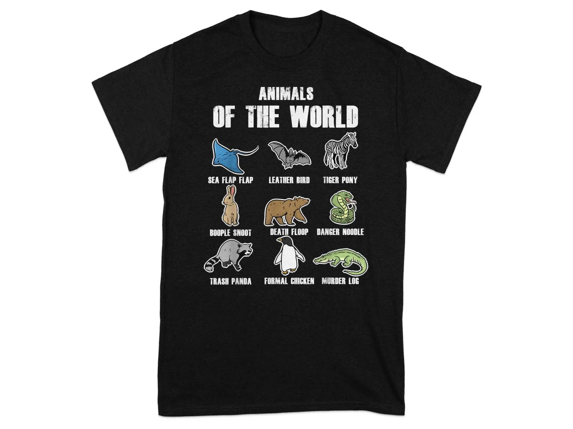 Animals of the World Funny T Shirt Cute and Humorous Animal Names Unique Nicknames Fun