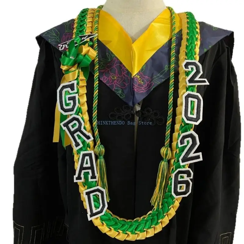 

340D Academic Achievement Braided Cord 2026 Graduation Lei Tassels Design Multiple School Color Photo Props