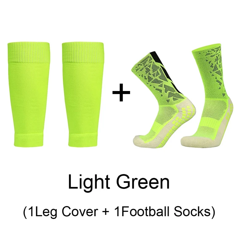 2 Pairs Set Men Women Football Socks and Knee Pads Calf Sleeves Non Slip Breathable Running Soccer Cycling Sports Socks