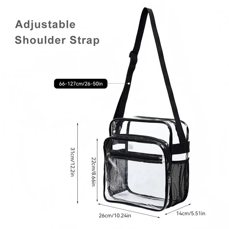 2026 Damen Transparente PVC-Umhängetasche Wasserdicht Leichter Netzriemen Passend für Handy 9,7 Zoll iPad Regenschirm – Detail 3