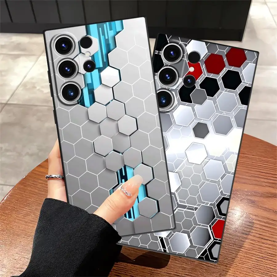 Funda Phone Cover Case for Samsung Galaxy S26 Ultra Note 20 8 9 10 S23 S24 S21 FE S20 Ultra S25 Plus S10 S9 Metal Carbon Fiber