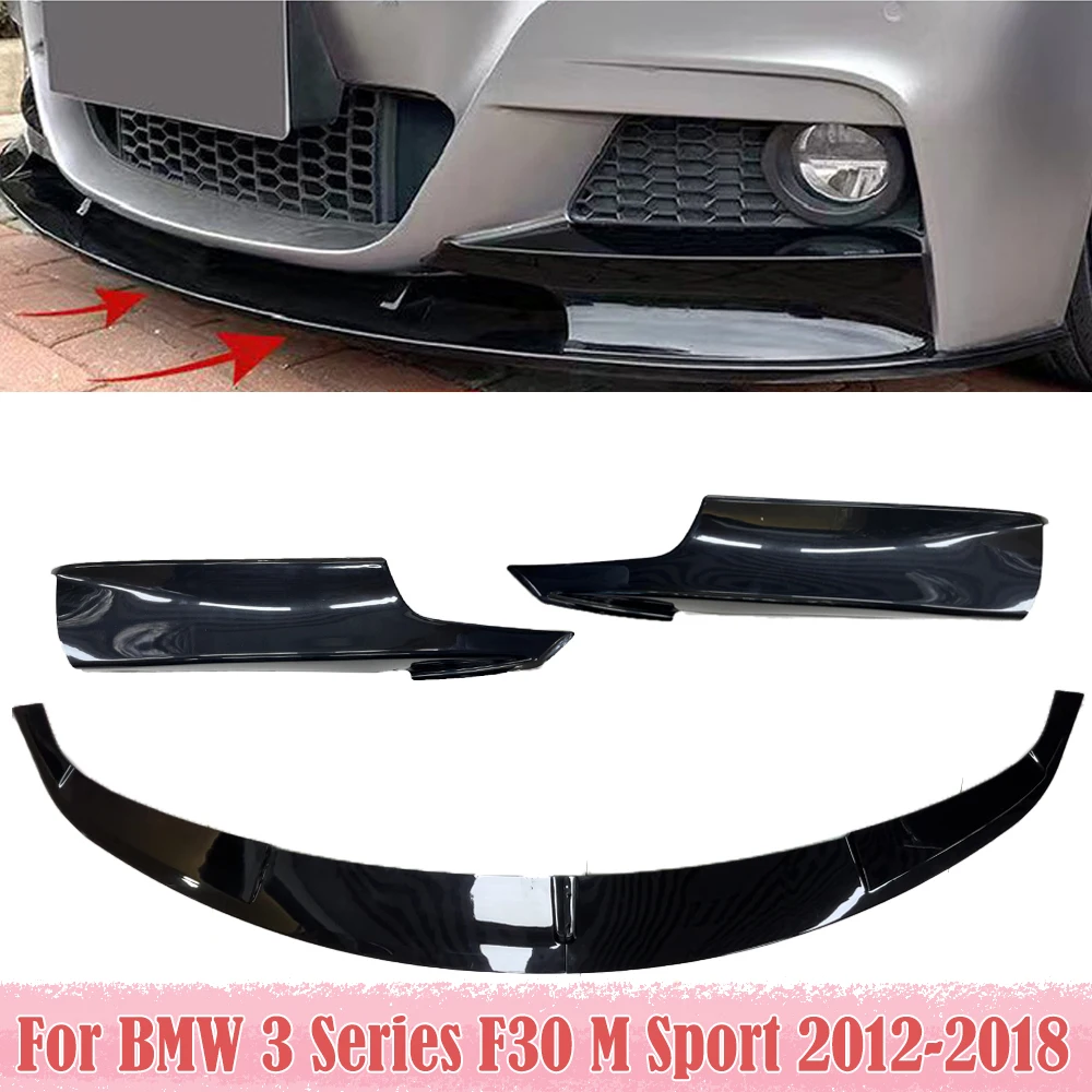 

Front Bumper Lip Spoiler+Corner Guards For BMW 3 Series F30 F31 M Sport 2012-2018 Front Splitter Body Kit Accessory