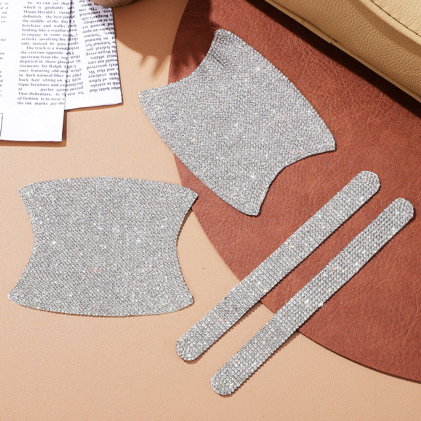 

10 pcs Car Door Handle Protector Rhinestone Sticker Scratch Resistant Decorative Cover Bling Automotive Exterior Accessories