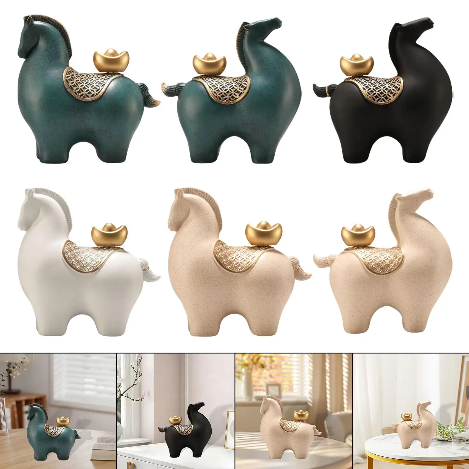 

Horse Statue Horse Sculpture Collection Home Decoration Modern Statues for Cabinet Living Room Bedroom Desk Table Centerpiece