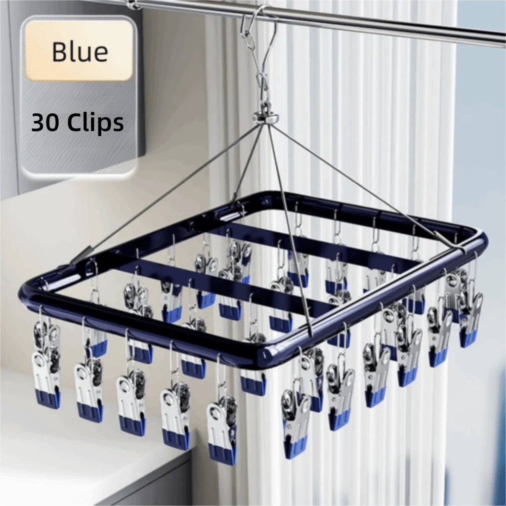 

Aluminum Alloy Socks Drying Rack Anti slip Windproof Multi-Clip Drying Rack Strong Load-Bearing Wardrobe Organizer Underwear