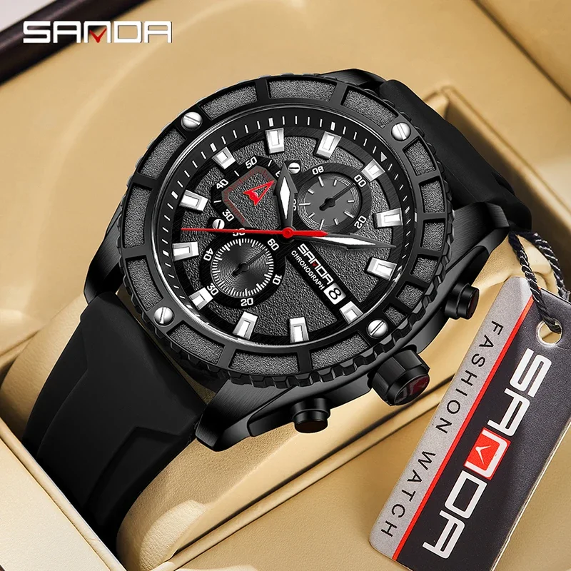 

2024 Top New Fashion Business Watch SANDA 5315 For Men Casual Waterproof Quartz Wristwatch Date Stopwatch Sport Male Watches