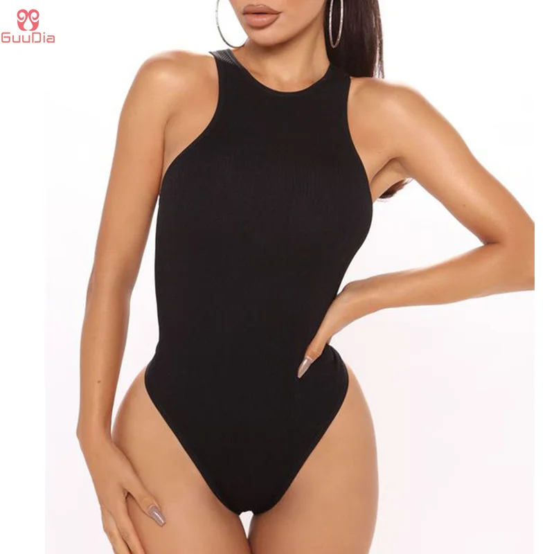 

GUUDIA Halter Neck Body Shaper Suits Open Crotch Thong Shapewear Body Shapers Tummy Control Bodysuit Cupless Stretchy Jumpsuit