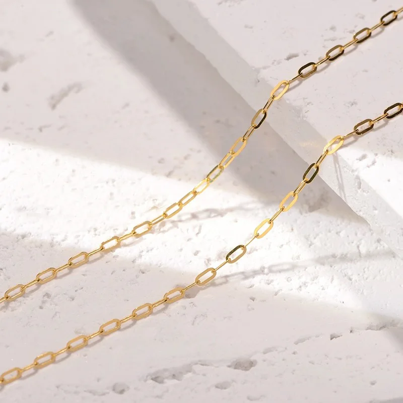 

SMILE Real 18K Gold Long Cross Chain Necklace Pure AU750 Fashion Versatile Collar Chain Neckchain Women's Boutique Jewelry Gift