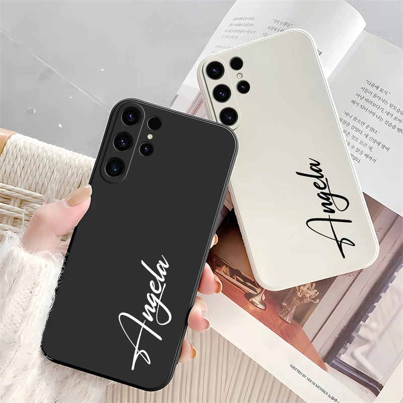 DIY Customized Personalized Name Case For Samsung Galaxy S25 S 25 Ultra S24 FE Plus S23 FE S23Ultra Luxury Soft Silicone Cover