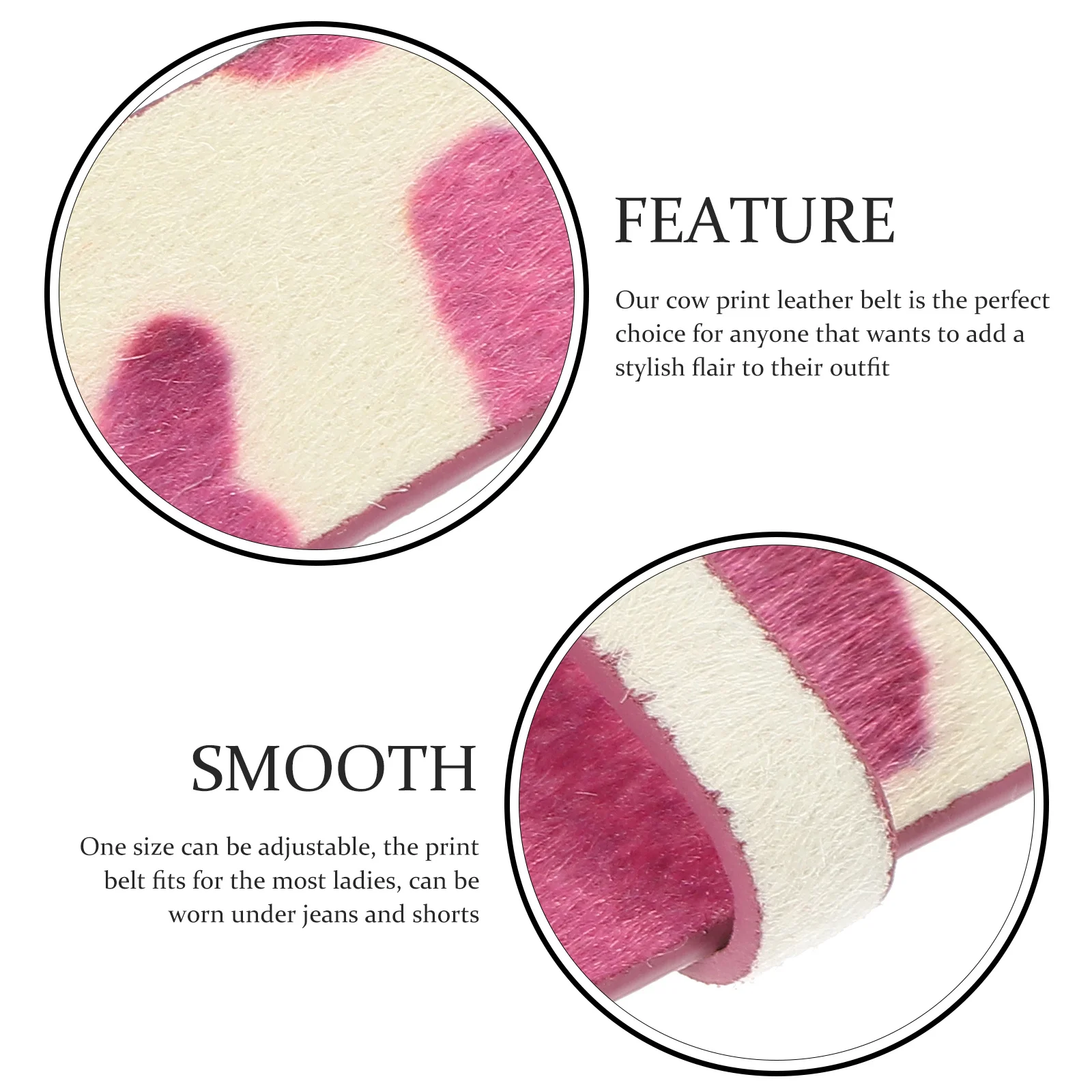 

Cow Print Belt Adjustable One Size PU Material Western Style Belt for Women Fashion Casual Animal Print Waistband for Jeans