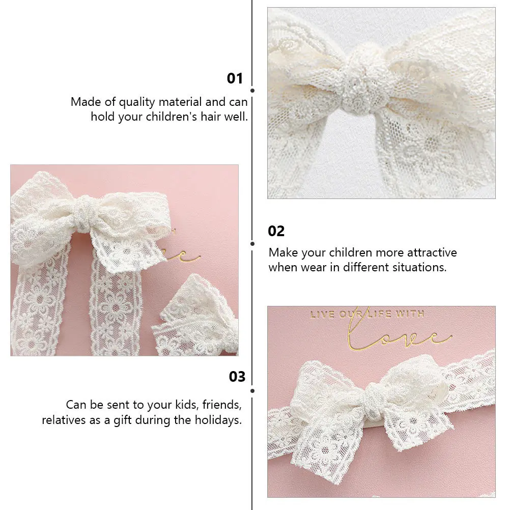 

2Pcs Baby Hair Clips White Creative Bow Design Soft Comfortable Infant Headband Decorative Hair Accessory for Party Daily Use