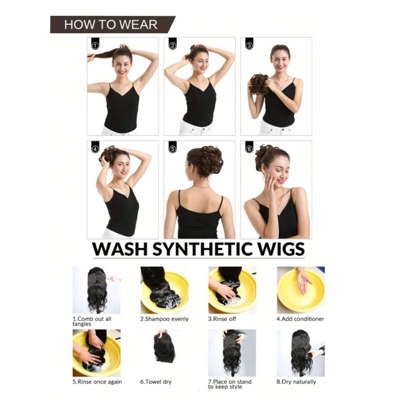 지저분한 헤어 번, 합성 가발, 신부 헤어 번, 포니테일 추가 긴 머리 번, 빗 가발, 신부 헤어 장식