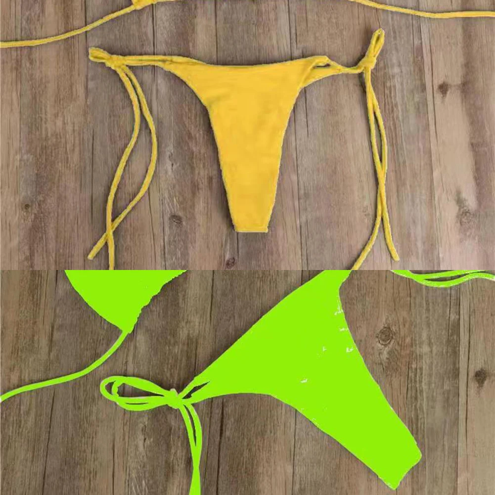 2 sztuki / zestaw bikini Seksowne bikini 2024 Strój kąpielowy w jednolitym kolorze Stringi na szyję Strój kąpielowy dla kobiet na plażę Strój kąpielowy