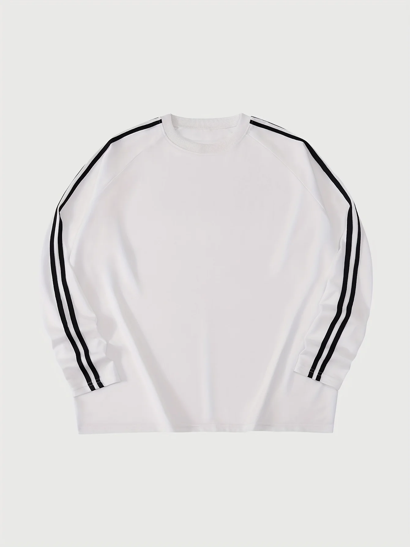 Men's college sport simple striped solid color is suitable for autumn sports style School-style long-sleeved casual T-shirt