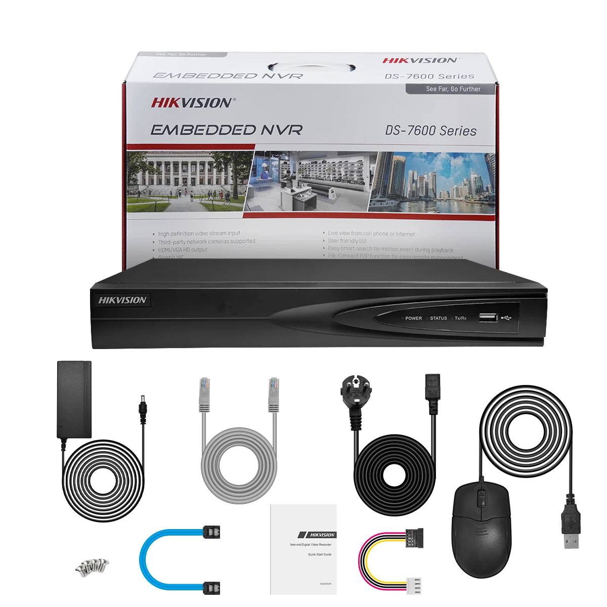 مسجل فيديو شبكي هيكفيجن 4CH 4POE DS-7604NI-Q1/4P&DS-7608NI-Q1/8P 8CH 8POE NVR 8MP H.265+ MD2.0 مراقبة أمنية