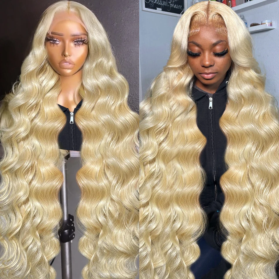 30 40 inch 613 Honey Blonde Body Wave HD Transparent Lace Front Human Hair Wigs Brazilian Colored Ready To Wear 5X5 Glueless Wig