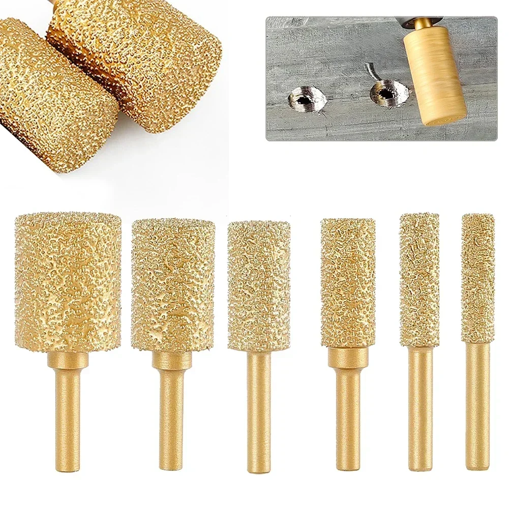 

1pc Vacuum Brazed Diamond Burr Head Grinding Rotary File 6mm Round Shank 8/10/13/15/20/25mm Abrasive Tool For Iron Plate Ceramic