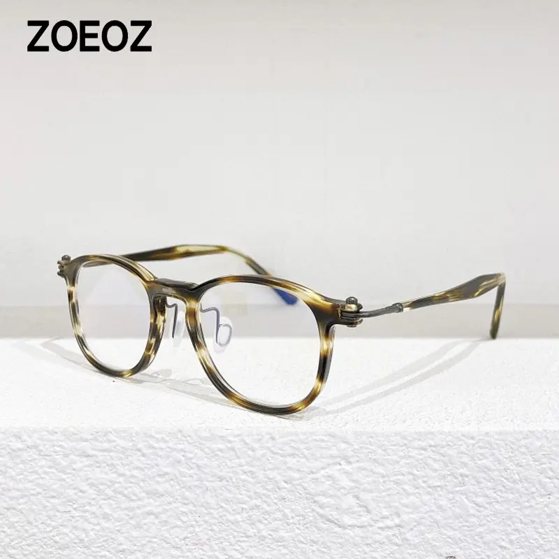 

Designer Vintage round frame glasses titanium eye glasses frames for men myopia glasses women Acetate anti blue light glasses