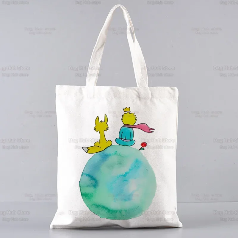 Cartoon Earth Space Little Prince Shopper Bags Shopping Bag Tote Bag borsa a tracolla borse di tela borsa College di grande capacità