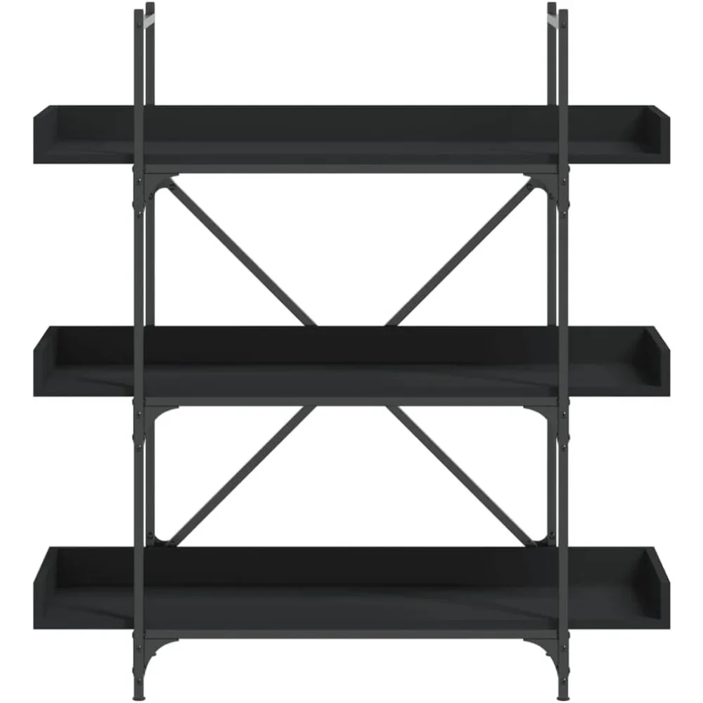 Bibliothèque étagère à livres à 3 niveaux, bibliothèque industrielle, présentoir, organisateur de rangement pour salon, chambre à coucher et bureau à domicile, B