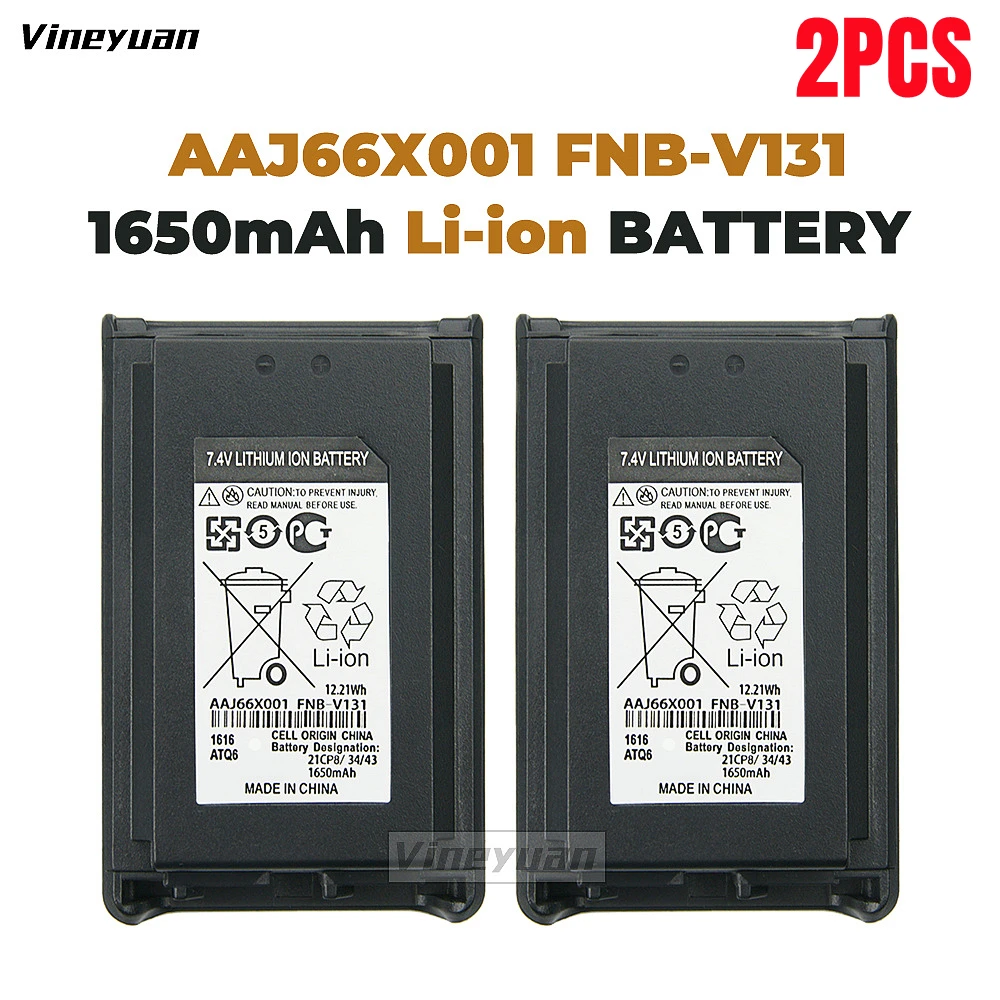 2PC NEW AAJ66X001 7.4V 1650mAh LI-ION Radio Battery FNB-V131LI For Vertex Standard VX-231 VX231 VX-228 VX228  VX230 VX-234 Radio