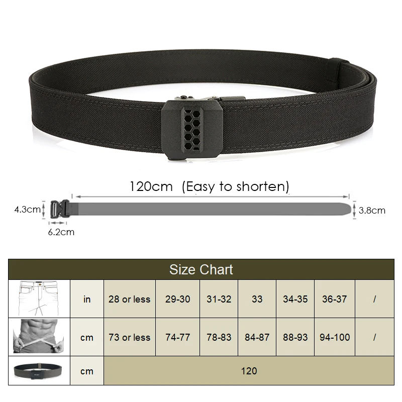 VATLTY New Stiff Casual Belt for Men Metal Automatic Buckle Tactical Girdle Male Thick Nylon Military Airsoft Belt Waistband