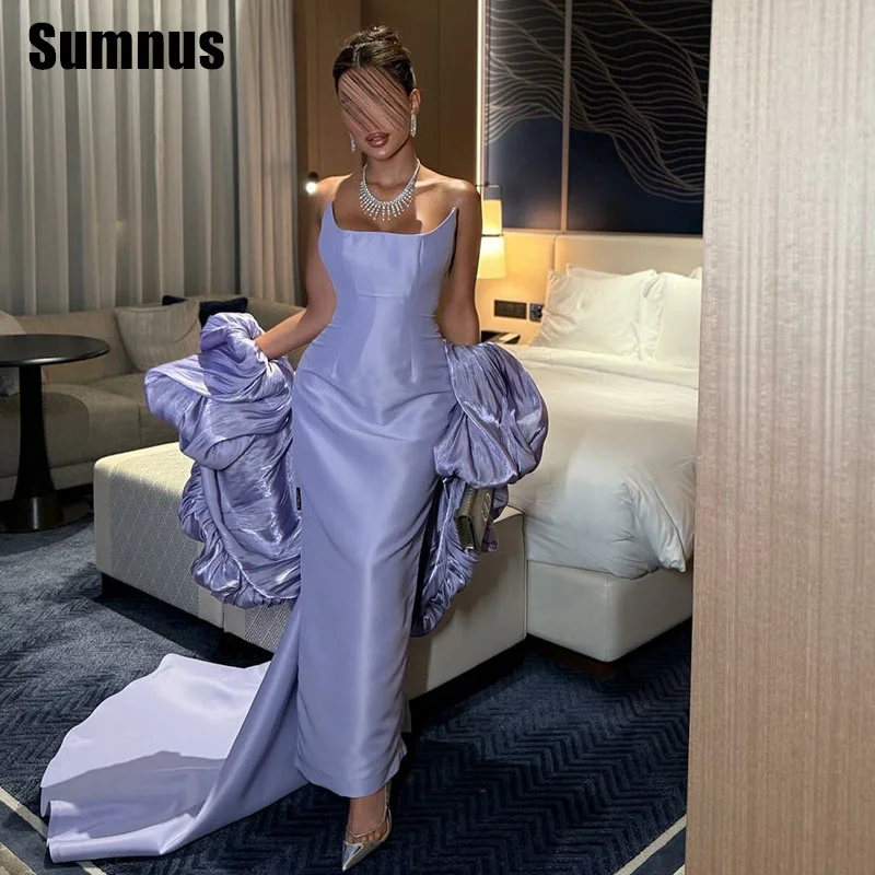 

Sumnus Charming Mermaid Evening Dresses Purple Boat Neck Floor Length Formal Occasion Gowns فساتين سهرة Customized