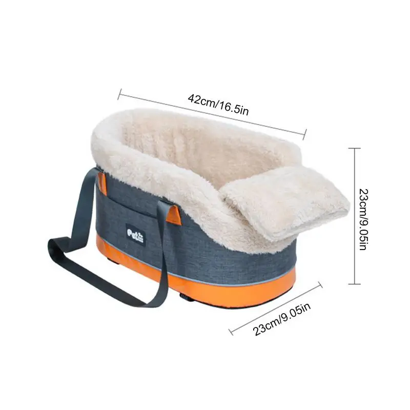 Center Console Dog Car Seat Soft Armrest Pet Car Seat Dog Cat Travel Bags With Straps Storage Pocket Pet Safety Carrier For