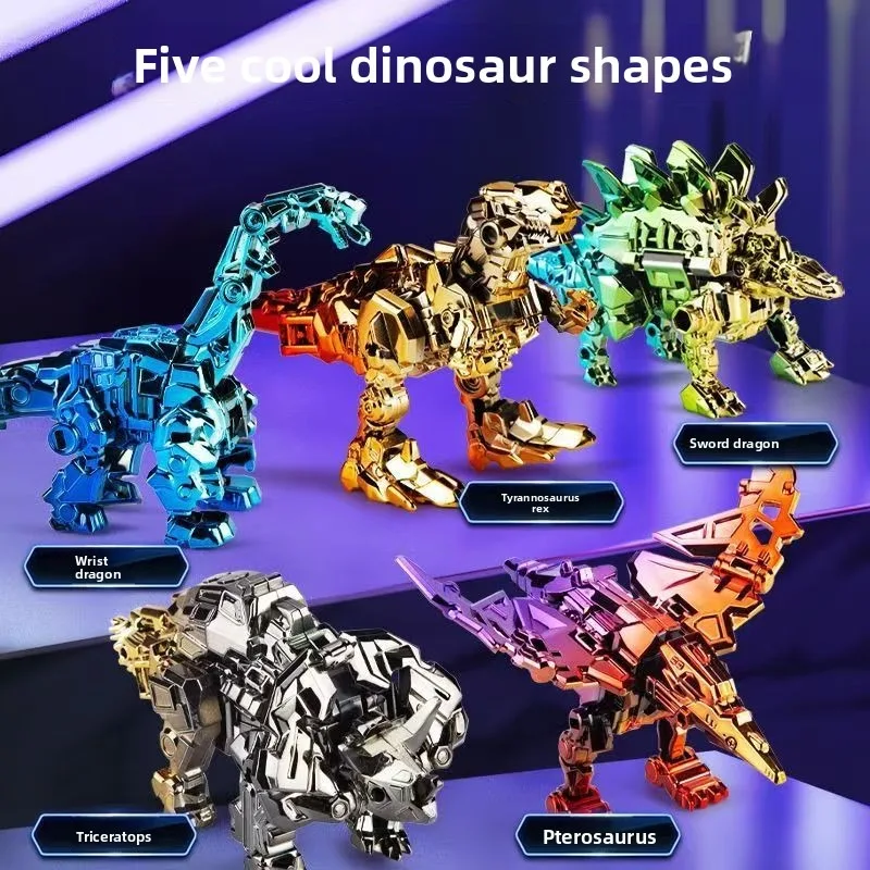 Jouet de transformation de dinosaure en alliage plaqué coloré, Robot tyrannosaure combiné, jouets éducatifs pour garçons, figurines à collectionner, nouvelle collection