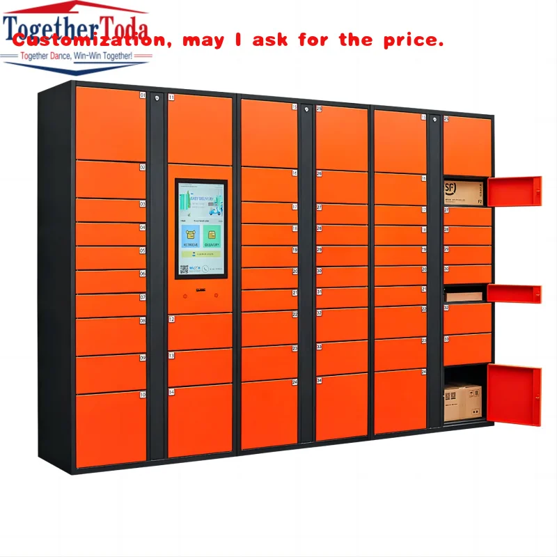 custom.Modern Outdoor Digital Delivery Self-Service Storage Metal Cabinet Intelligent Parcel Locker  with Sc