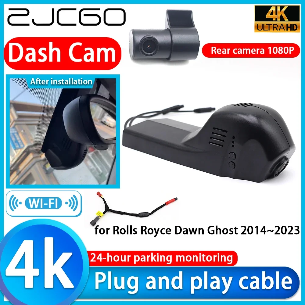 ZJCGO Video Recorder 4K UHD Plug and Play Car DVR Dash Cam for Rolls Royce Dawn Ghost 2014~2023