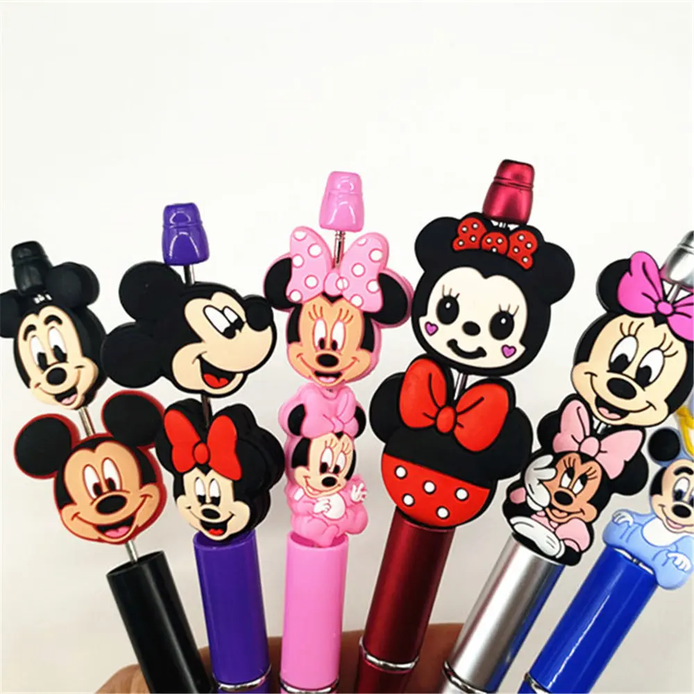 10pcs Mickey Mouse Minnie mouse Silicone Focal Beads Silicone Baby DIY Pacifier Chain Clips Beads pen Toy Jewelry Accessories