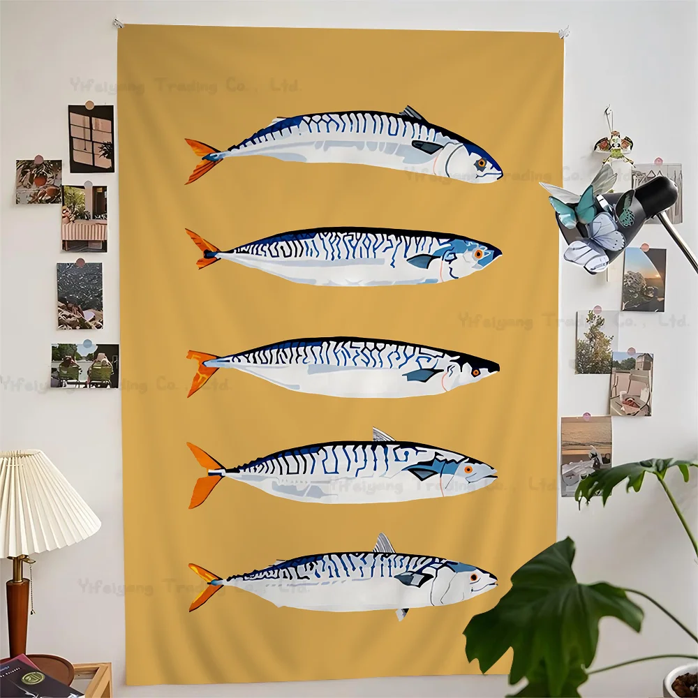 Kleurrijke Sardine Kreeft Vis Oceaan DIY Wandtapijt Hippie Bloem Muur Tapijten Dorm Decor Wall Art Decor