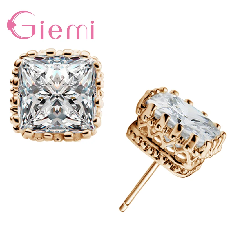 Created 925 Sterling Silver Stud Earrings Rhinestone Jewelry for Women Wedding Earrings fine Jewelry Gifts Wholesale