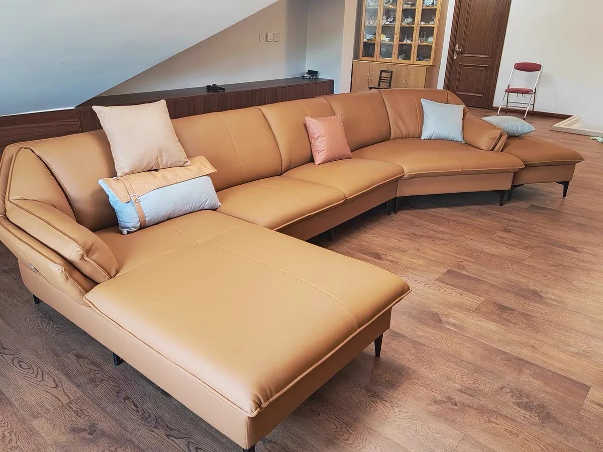 

Light luxury extremely simple leather sofa head cowhide corner living room size Princess Napa