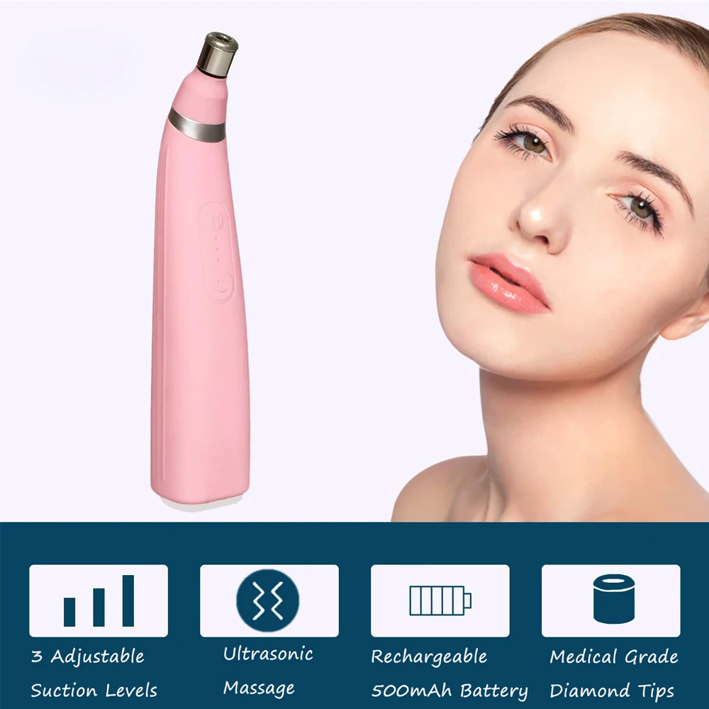 Handheld Diamond Microdermabrasion Machine Facial Skin Care Device 3 Gears Blackhead Removal Face Pore Vacuum Glow Devices Kit