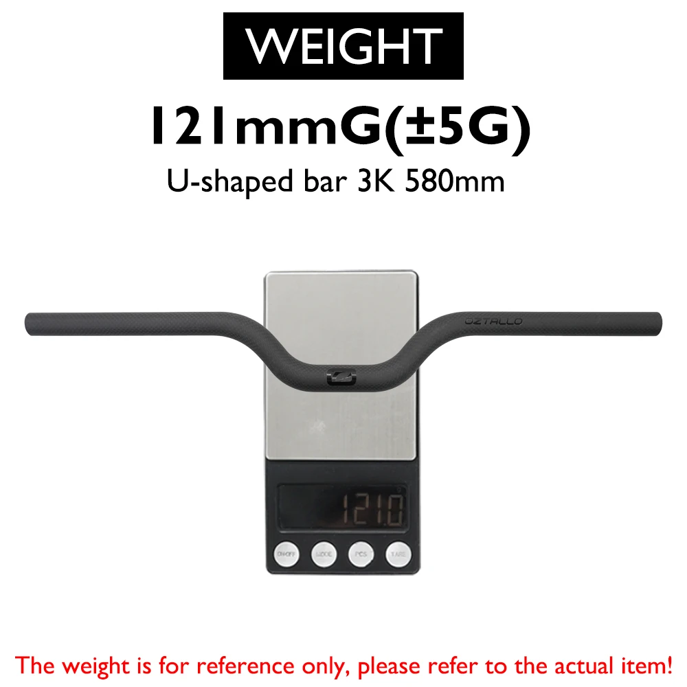 

OZTALLO 25.4mm Carbon Fiber Flat Top Handlebar 580mm 121g 6° Backsweep 15° Upsweep Bullhorn Bar for Road Bike MTB
