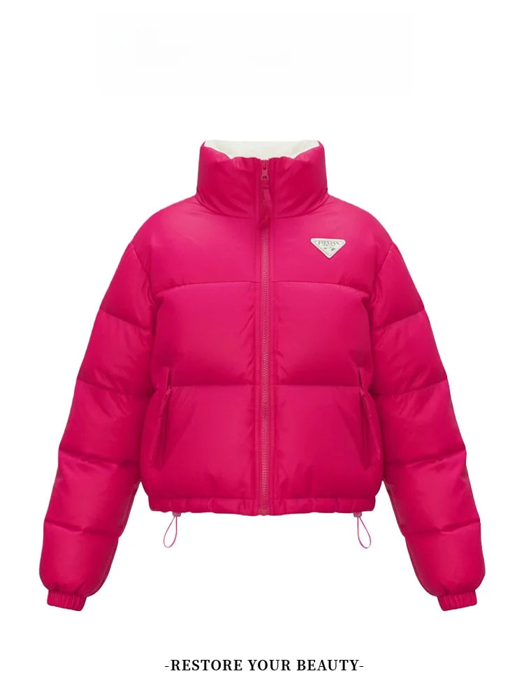 Or feminino puffer jaet 2025 inverno novo solto fce forrado pão sle thi quente zíper casaco de algodão outerwear