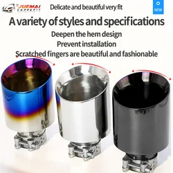 Blue Chrome Car Exhaust Muffler Nozzles Stainless Steel 304 End Tip Exhaust Sports Racing System Tail Pipe Universal Accessory