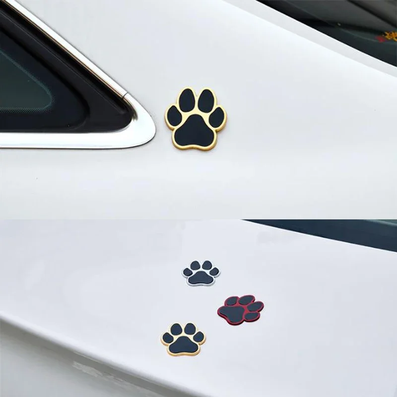 3D Metal Bear Paw Print Fun Cute Car Logo Tail Label For Car Body Scratch Stickers Fender Window Bumper Styling Accessories