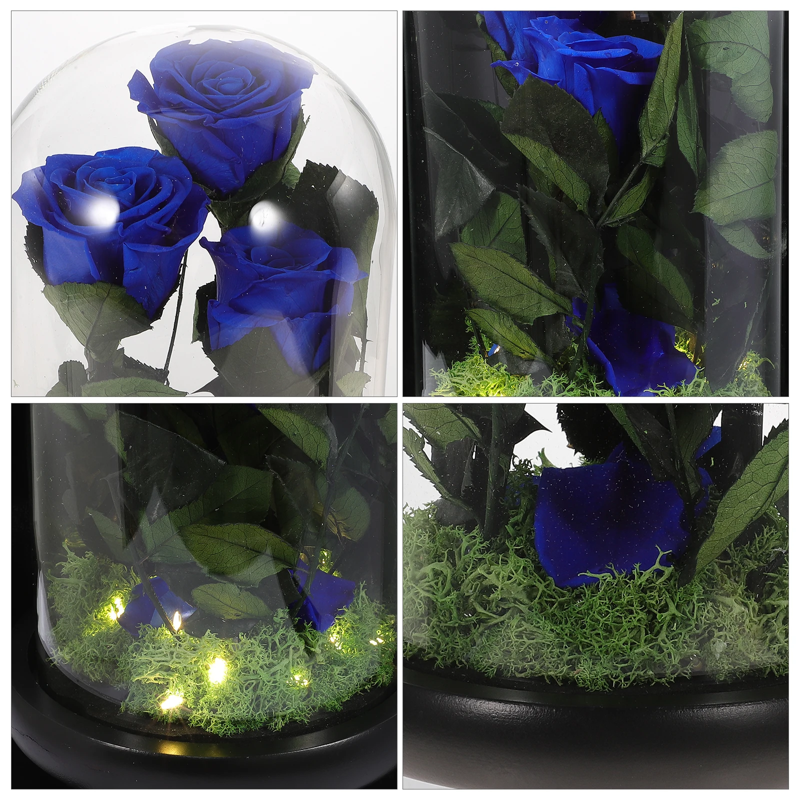 

3pcs Blue Eternal Flower Bottle Premium Glass Rose Gift For Valentine'S Day Wedding Anniversary Gift Box Included