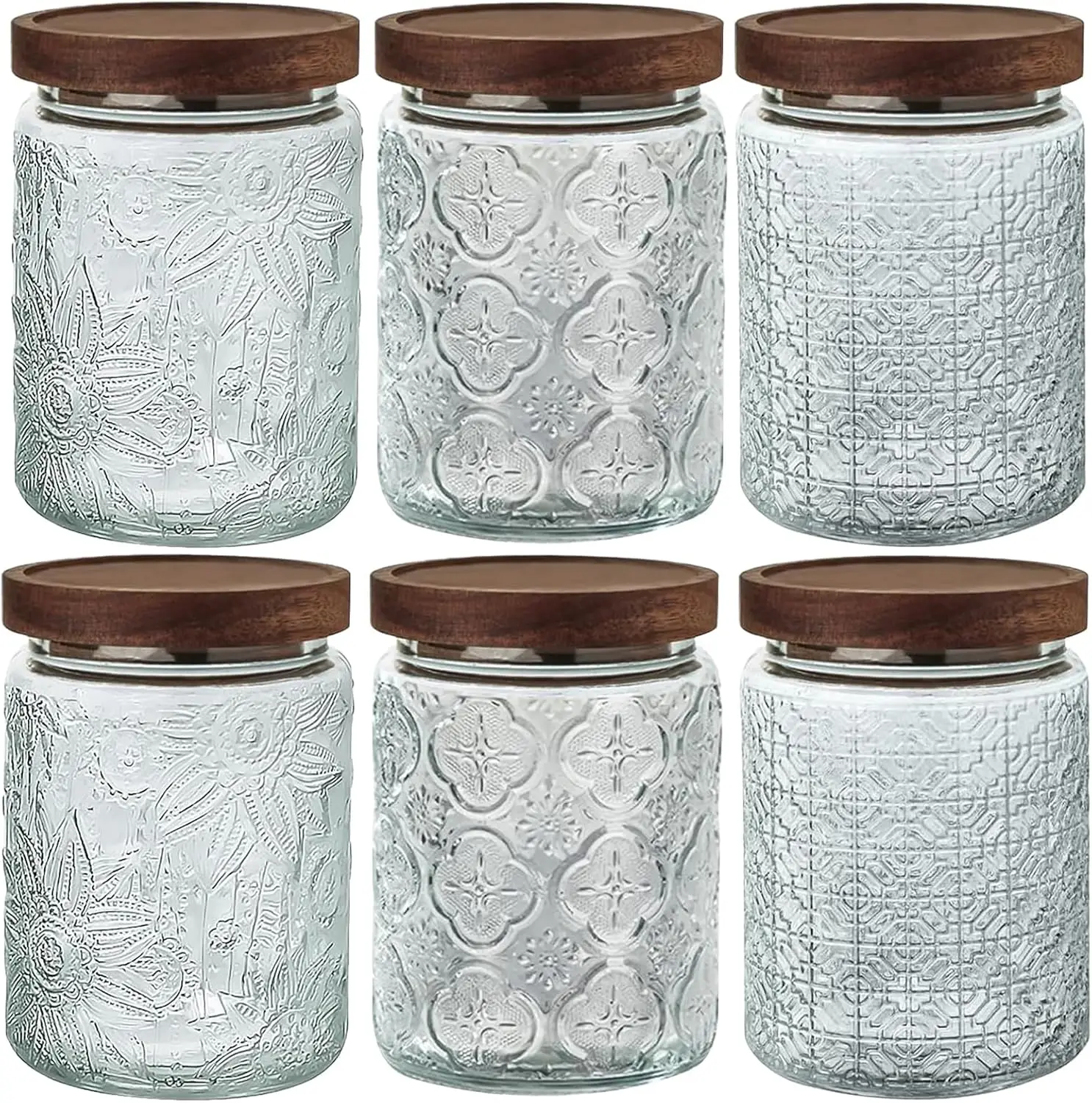 

Стеклянная банка для хранения объемом 24 унции с бамбуковой крышкой - Винтажный стеклянный контейнер для продуктов, набор банок для кухонной столешницы