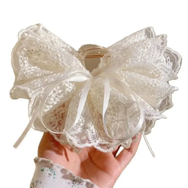 Elegante weiße Haarspangen mit Schleifenband, modische Stoff-Haarklammer für Mädchen, Geschenk, Haar-Accessoires, Valentinstag-Kopfschmuck – Detail 5