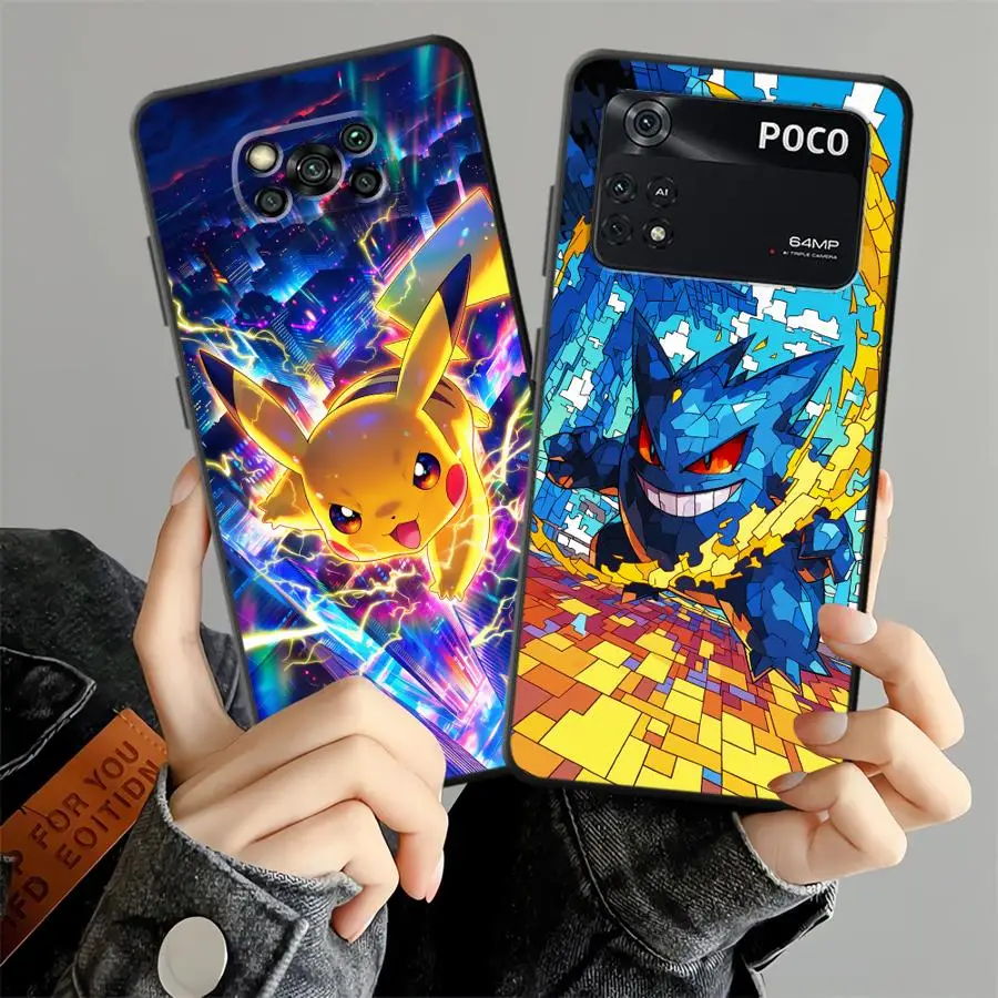 Funda – coque de téléphone pour Xiaomi Poco F8 X3 X4 X5 X7 Pro F1 M3 M4 M7 Pro C75 F3 C71 C50 M5 C61, mignon Pikachu Pokemon