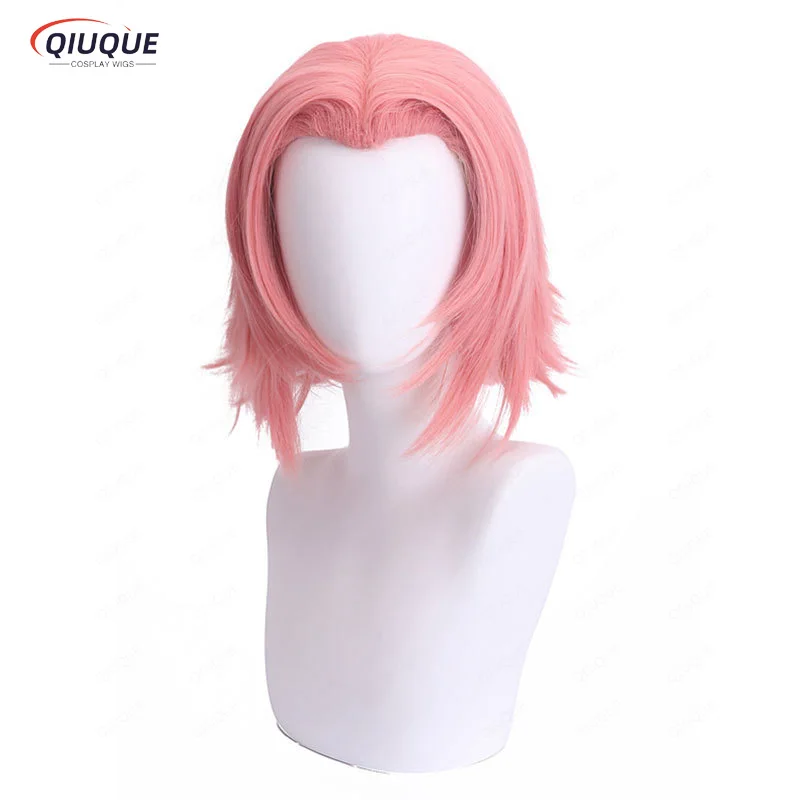 Anime Cosplay Haruno Sakura Wig Short Pink Heat Resistant Girl Synthetic Hair Play Role Patry Wigs + Free Wig Cap