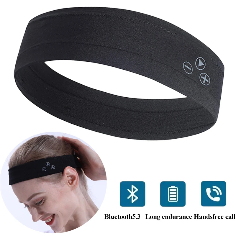 Wireless Bluetooth 5.3 Headphones Sweatproof Sports Headband Music Headset with Microphone Yoga Running Earphone for Men&Women